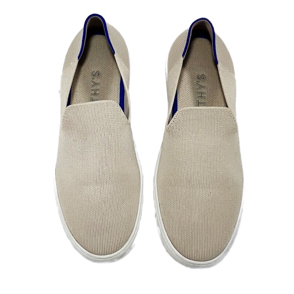 Rothys The Slip On Sneakers in Sand Black Contrast Comfortable Womens size W8 - Picture 4 of 9